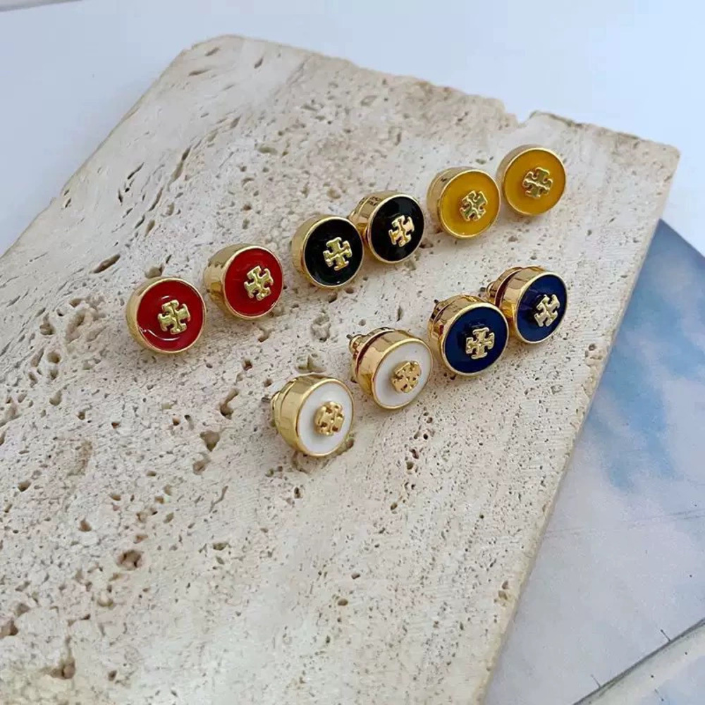 Tory Burch Gold Plated Geometric Round Earrings